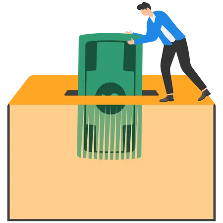 Businessman shredding wealth  Illustration