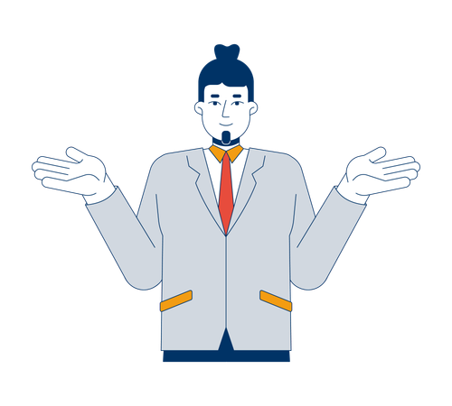 Businessman shrugging hands while wearing suit  Illustration