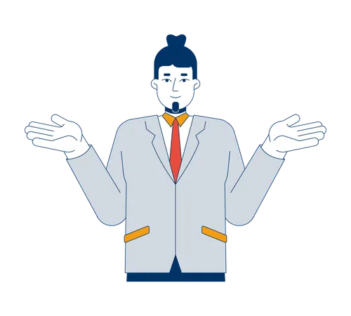 Businessman shrugging hands while wearing suit  Illustration