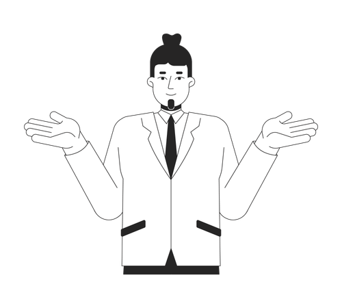 Businessman shrugging hands while wearing suit  Illustration