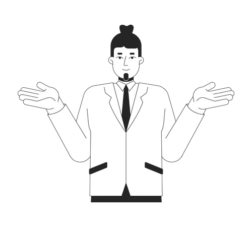 Businessman shrugging hands while wearing suit  Illustration