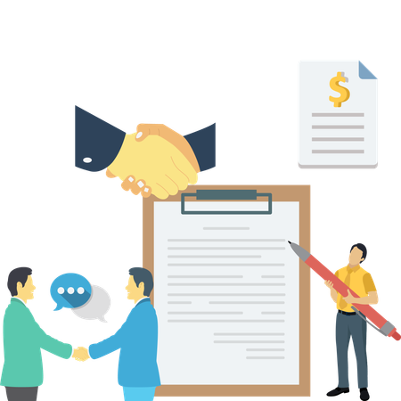 Businessman Sign Business Contact  Illustration
