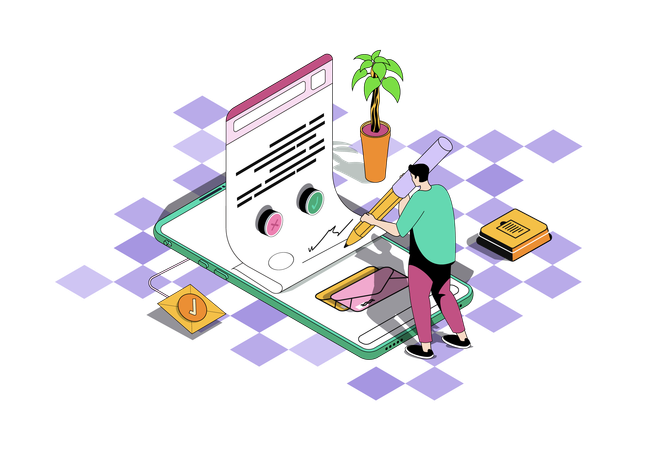Businessman signing agreement legal document in digital form with safety verification  Illustration