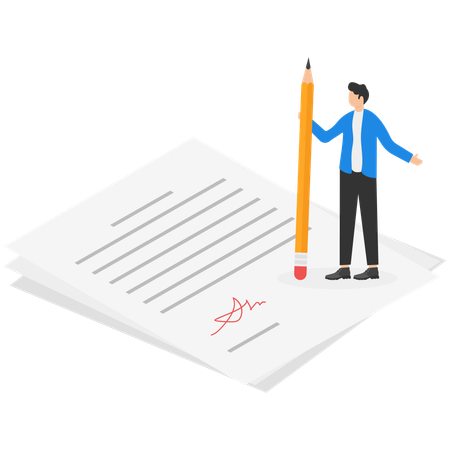 Businessman signing business contract with partners  Illustration