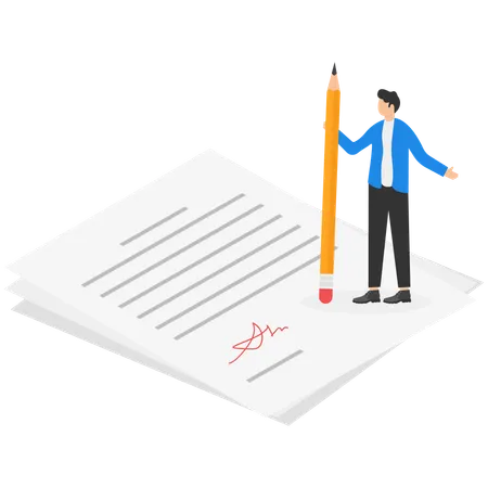 Businessman signing business contract with partners  Illustration