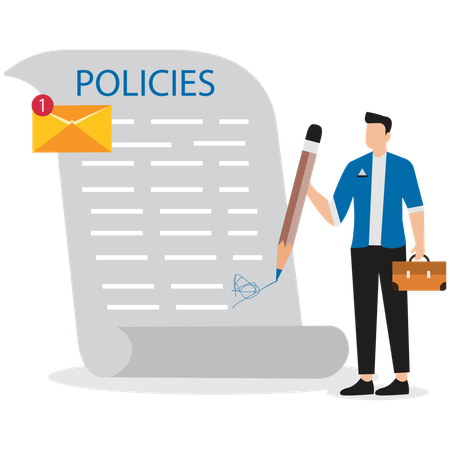 Businessman signing company policy document  Illustration