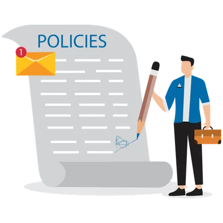 Businessman signing company policy document  Illustration