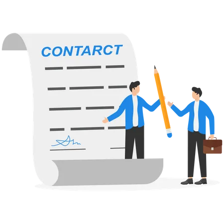 Success Businessman Handshake With Client Holding Pen Ready To Sign Agreement Contract Signing Contract Business Deal Or Partnership Banking Loan Investment Contract Or Job Offer Agreement Concept Illustration