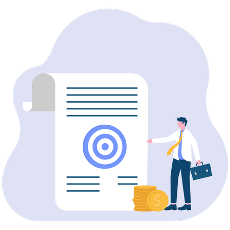 Businessman signing financial contract  Illustration