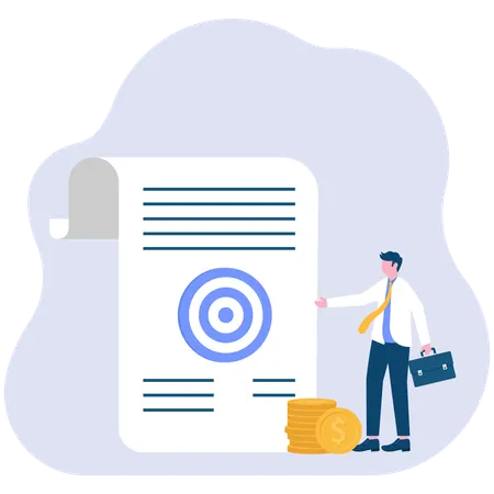 Businessman signing financial contract  Illustration