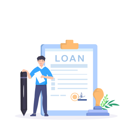 Businessman signing home loan agreement  Illustration