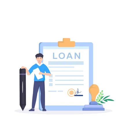 Businessman signing home loan agreement  Illustration