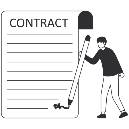 Businessman signing legal contract  Illustration