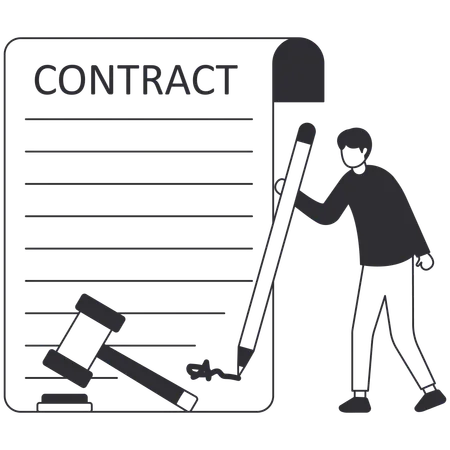 Businessman signing legal contract  Illustration