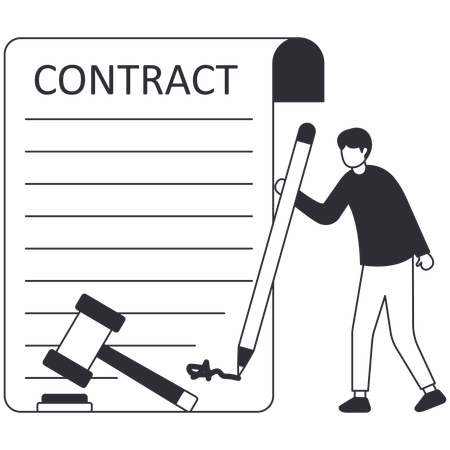 Businessman signing legal contract  Illustration