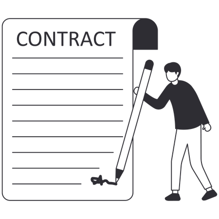 Businessman signing legal contract  Illustration