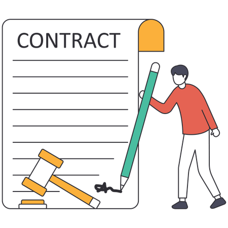 Businessman signing legal contract  Illustration