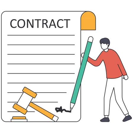 Businessman signing legal contract  Illustration