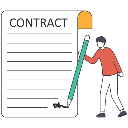 Businessman signing legal contract  Illustration