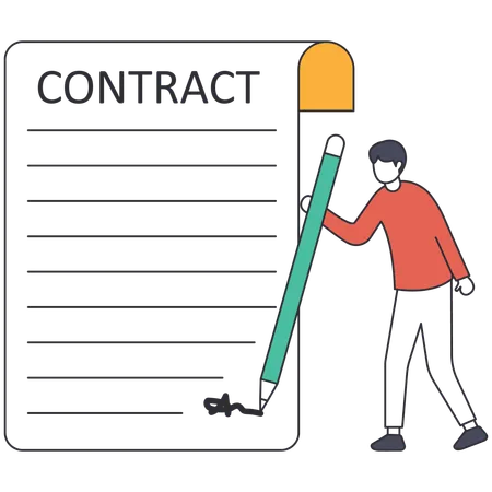 Businessman signing legal contract  Illustration