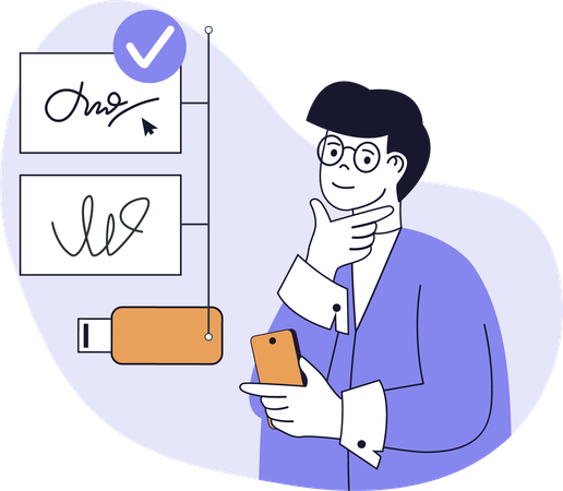 Businessman signing off contract  Illustration