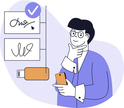 Businessman signing off contract  Illustration