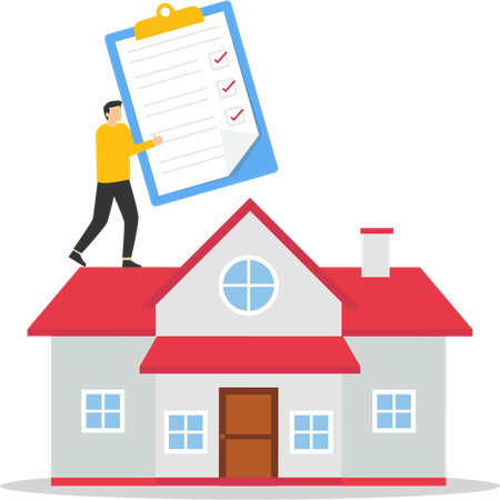 Businessman signs contract for new home  Illustration