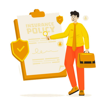 Businessman signs Insurance policy document  Illustration