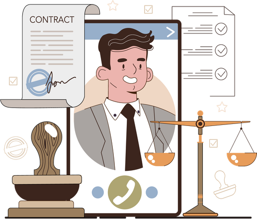 Businessman signs legal contract  Illustration