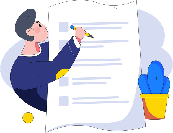 Businessman signs new employee contract  Illustration