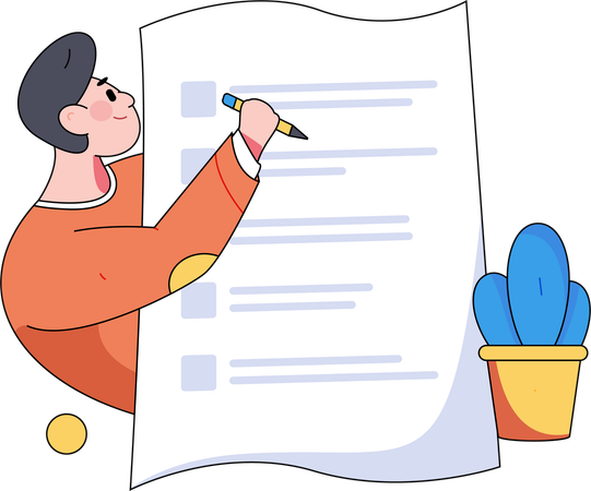 Businessman signs new employee contract  Illustration