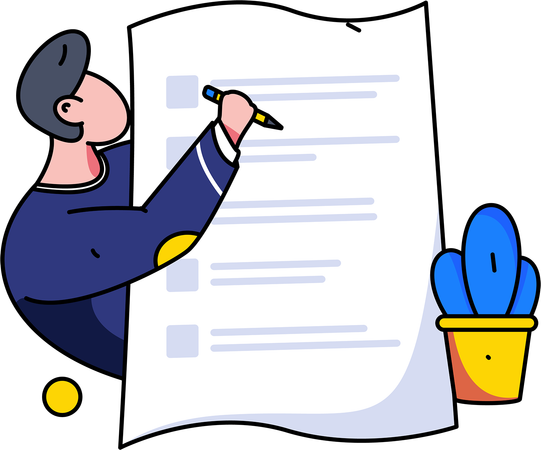 Businessman signs new employee contract  Illustration