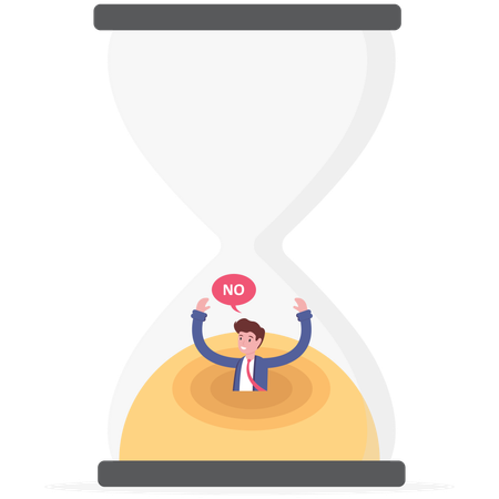 Businessman sinking in quicksand in hourglass  Illustration