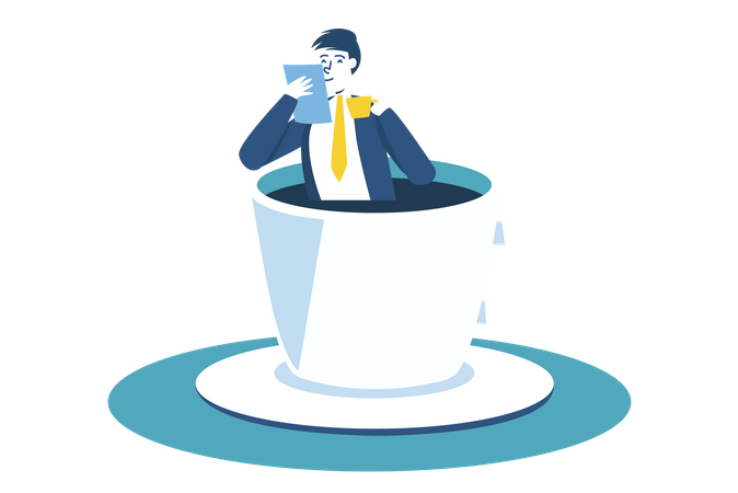 Businessman sipping coffee  Illustration