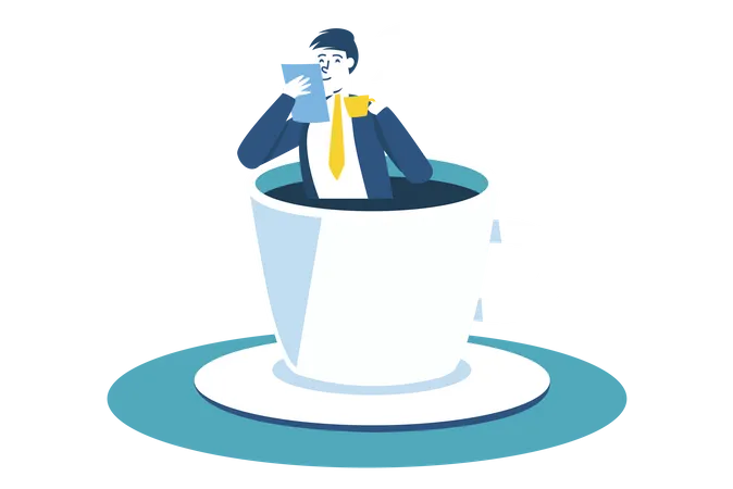 Businessman sipping coffee  Illustration