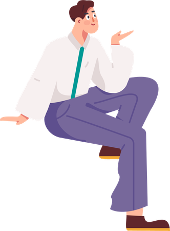 Businessman sitting and saying something  Illustration