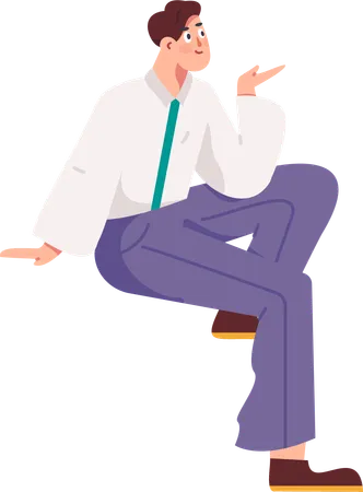 Businessman sitting and saying something  Illustration