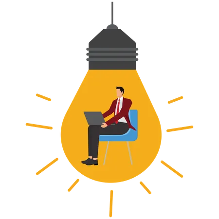 Businessman Sitting and Thinking for Solution to Problem  Illustration