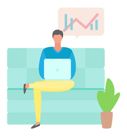 Businessman sitting at office while working on laptop  イラスト