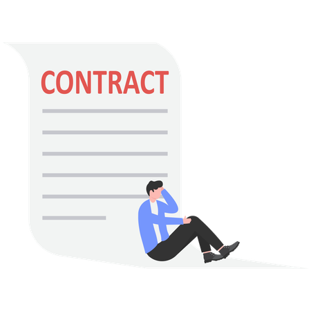 Businessman Sitting besides legal Contract  Illustration