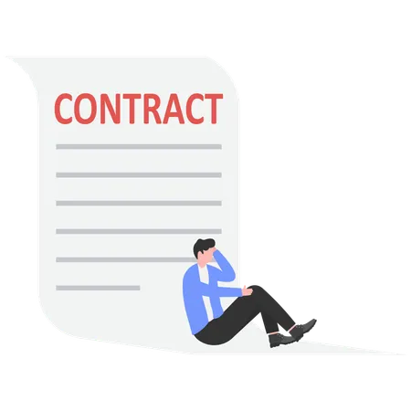 Businessman Sitting besides legal Contract  Illustration