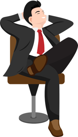 Businessman sitting calmly on a chair Cross your legs and place your hands behind your head  Illustration