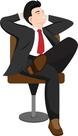 Businessman sitting calmly on a chair Cross your legs and place your hands behind your head  Illustration