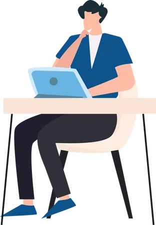 Businessman sitting from of system  Illustration