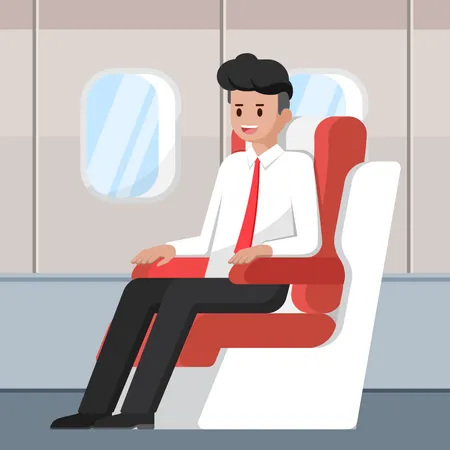 Businessman sitting in business class  Illustration