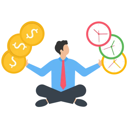 Businessman sitting in meditation  Illustration