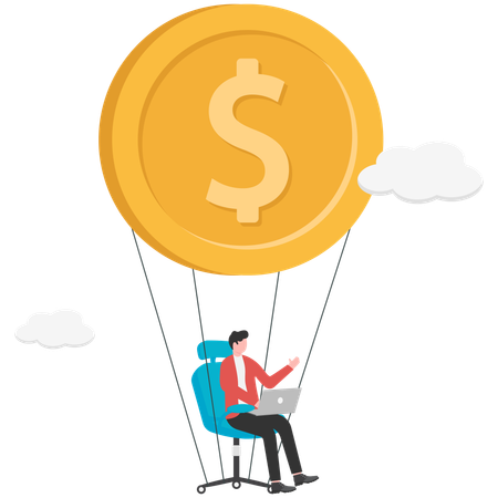 Businessman sitting on a dollar swing for work  Illustration