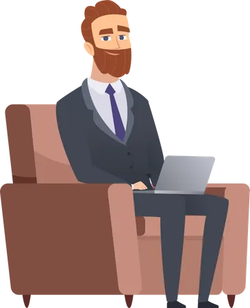 Businessman sitting on armchair  Illustration