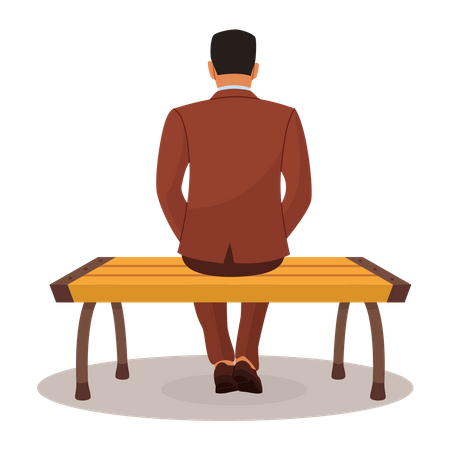 Businessman Sitting On Bench  Illustration