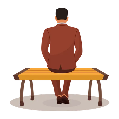 Businessman Sitting On Bench  Illustration